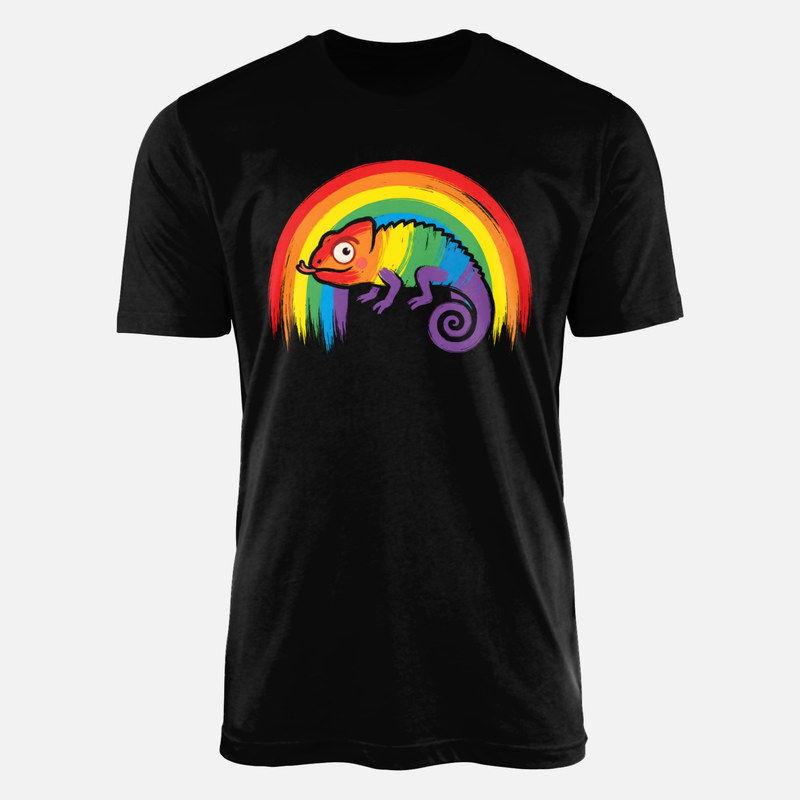 T-shirts: Cham&auml;leon auf Regenbogen Pinselstrich