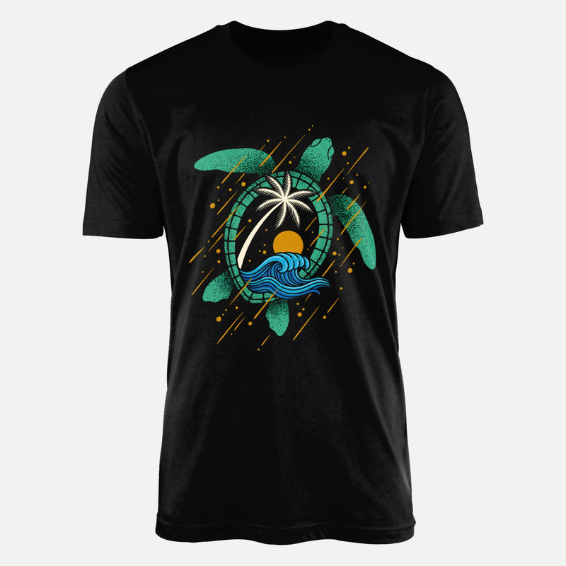 T-shirts: Schildkr&ouml;te mit Tropenlandschaft