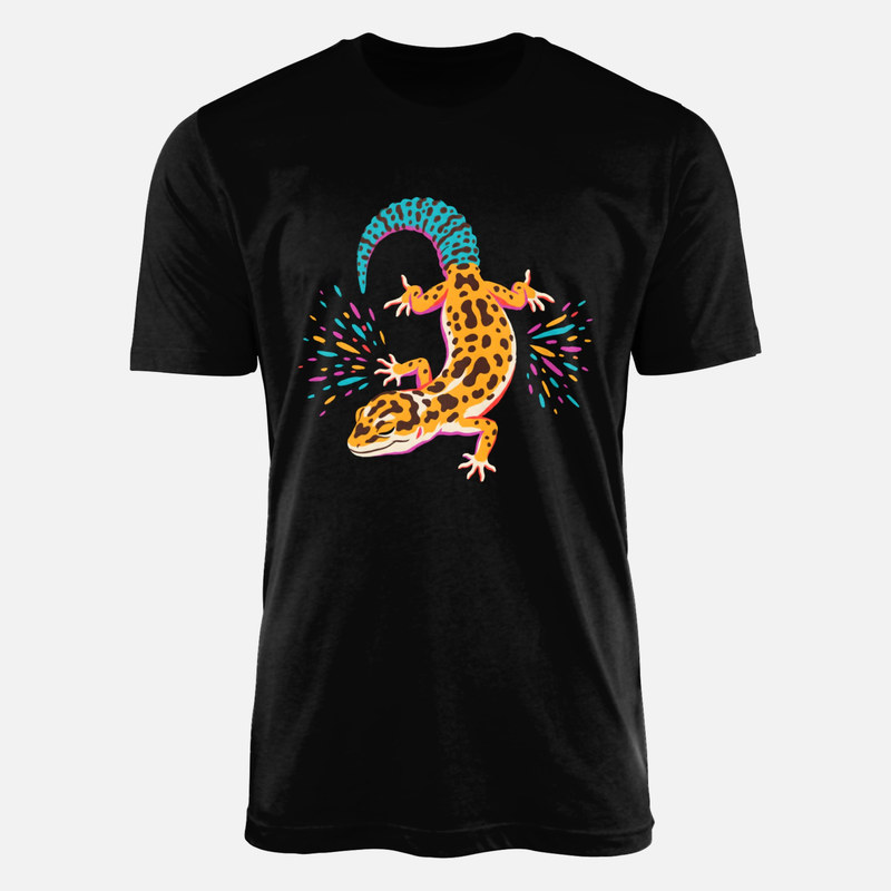 T-shirts: Bunter Leopardgecko mit Farbspritzern