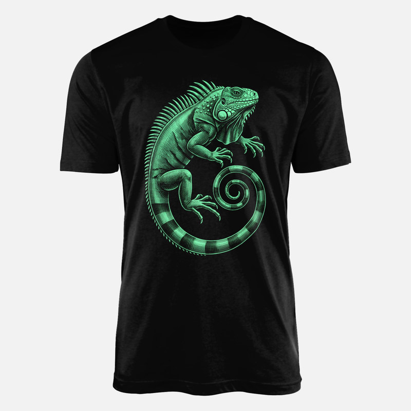 T-shirts: Gr&uuml;ne Leguan-Gravur