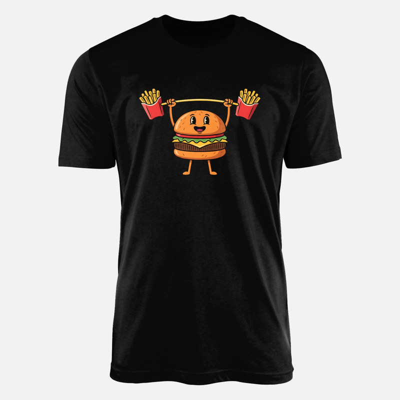 T-shirts: Burger beim Gewichtheben mit Pommes