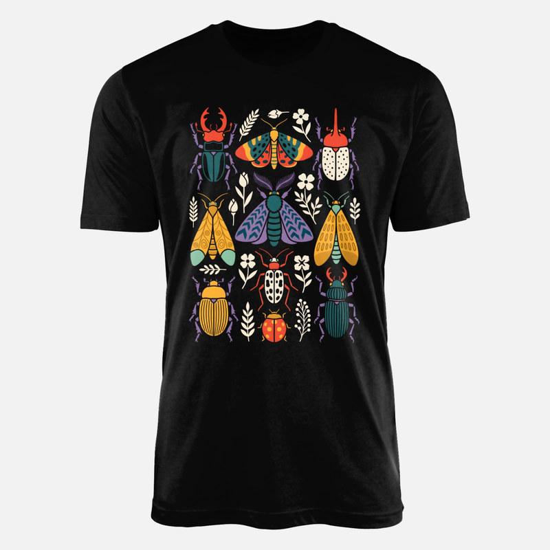 T-shirts: K&auml;fer und Motten im Folk-Art-Muster
