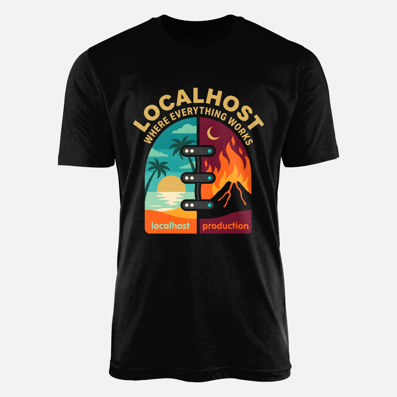 T-shirts: Localhost vs Produktion Server Humor
