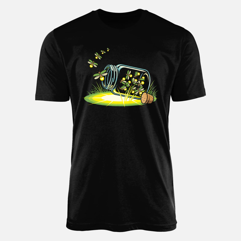T-shirts: Glas mit leuchtenden Gl&uuml;hw&uuml;rmchen