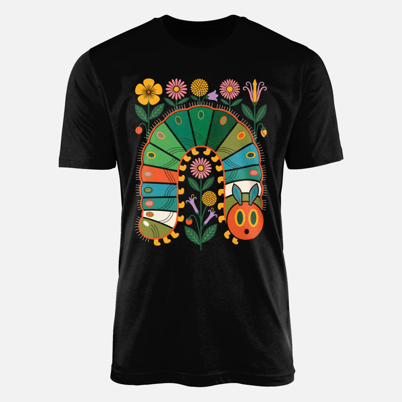 T-shirts: Bunte Raupe mit Blumen
