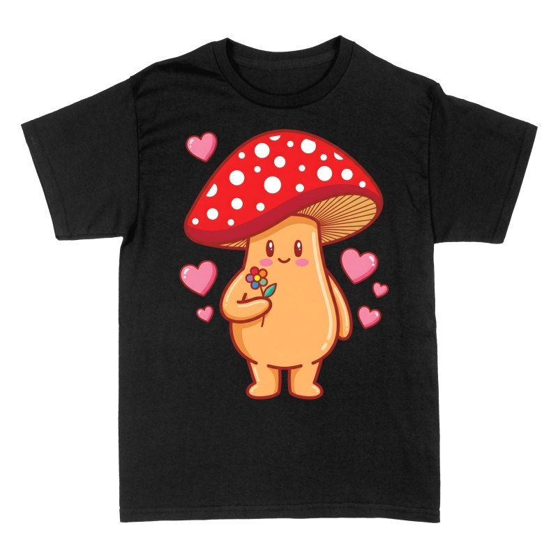 T-shirts: Kawaii-Pilz mit Blume und Herzen