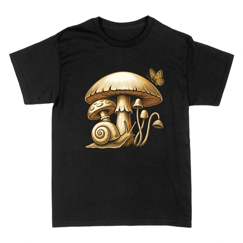 T-shirts: Pilze mit Schnecke und Schmetterling