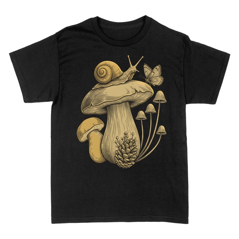T-shirts: Pilz mit Schnecke und Schmetterling