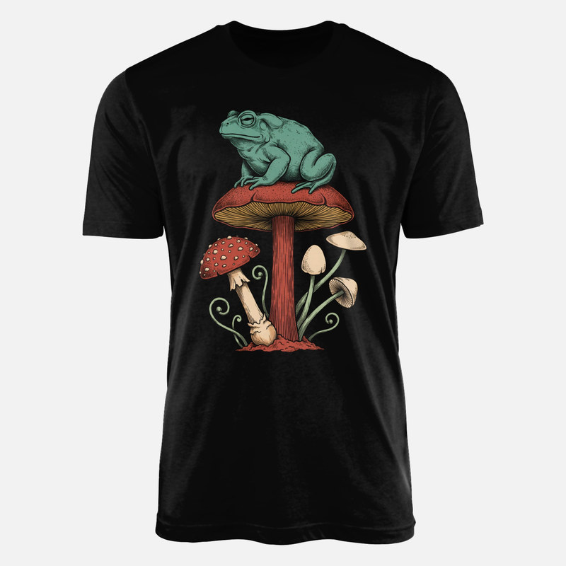 T-shirts: Kr&ouml;te auf Pilz Vintage Gravur