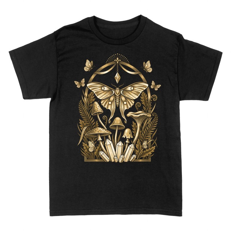 T-shirts: Magische Motte mit Pilzen und Kristallen