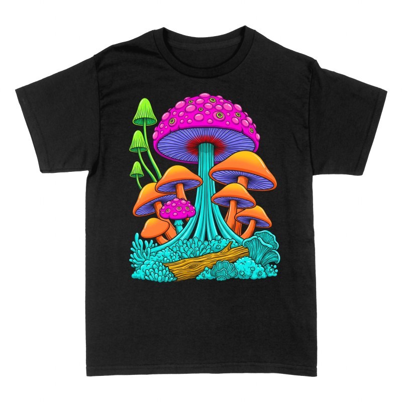 T-shirts: Neon Psychedelische Pilze auf Moos