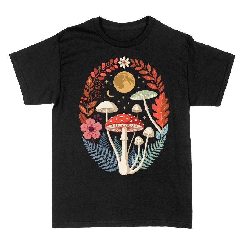 T-shirts: Mystische Pilze unter dem Vollmond