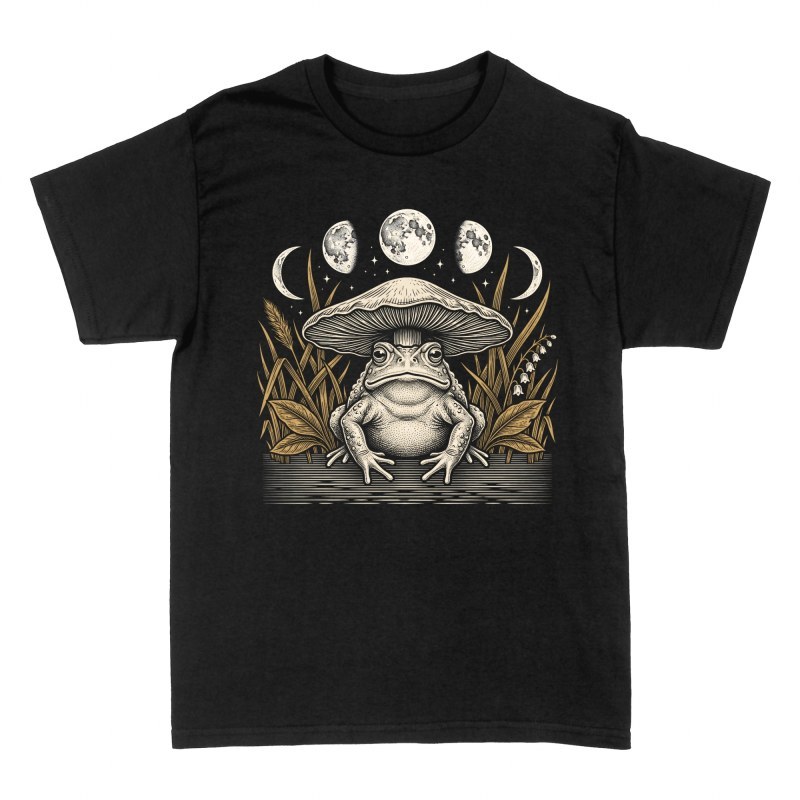 T-shirts: Kr&ouml;te mit Pilzhut und Mondphasen