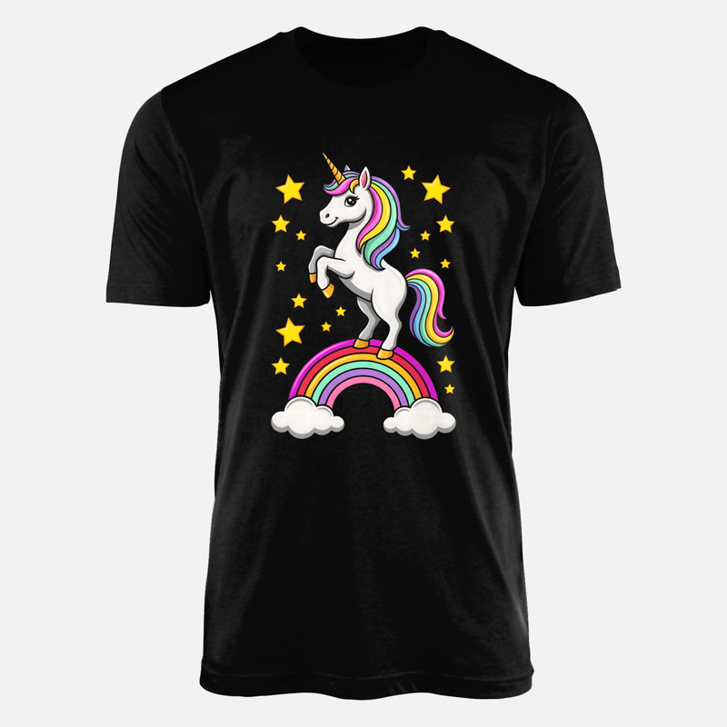 T-shirts: Einhorn auf Regenbogen mit Sternen