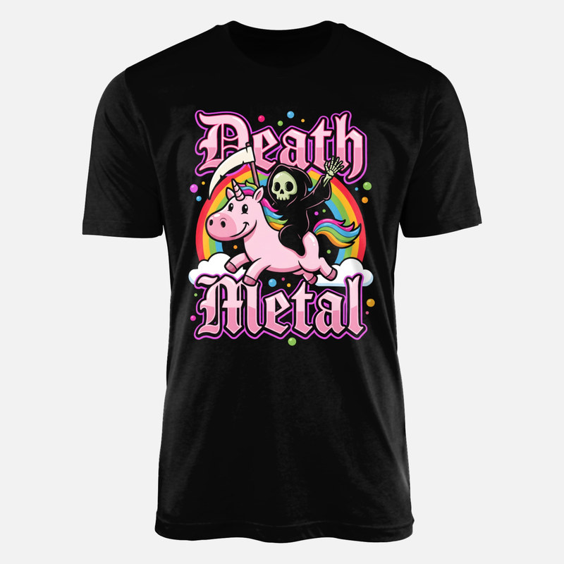 T-shirts: Death Metal Sensenmann auf Einhorn