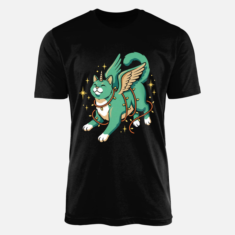 T-shirts: Katzen-Einhorn mit Lichterkette