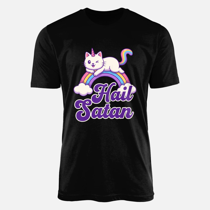 T-shirts: Katzen-Einhorn mit Regenbogen Hail Satan