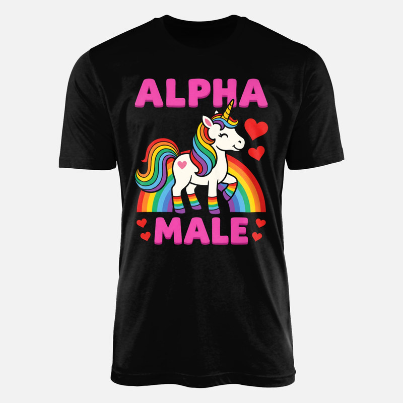 T-shirts: Alpha-M&auml;nnchen Regenbogen-Einhorn