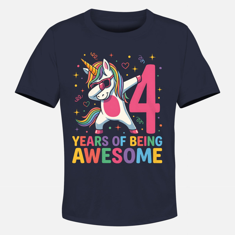 T-shirts: Dabbendes Einhorn zum 4. Geburtstag