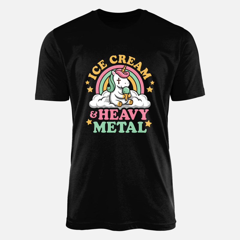 T-shirts: Heavy-Metal-Einhorn mit Eis