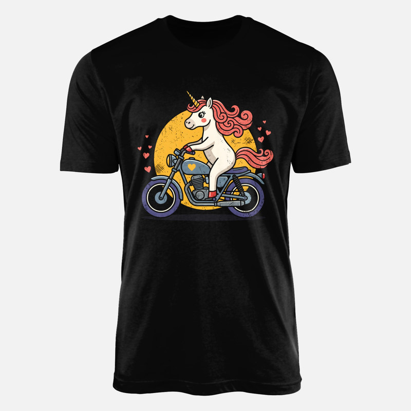T-shirts: Kawaii Einhorn auf Motorrad