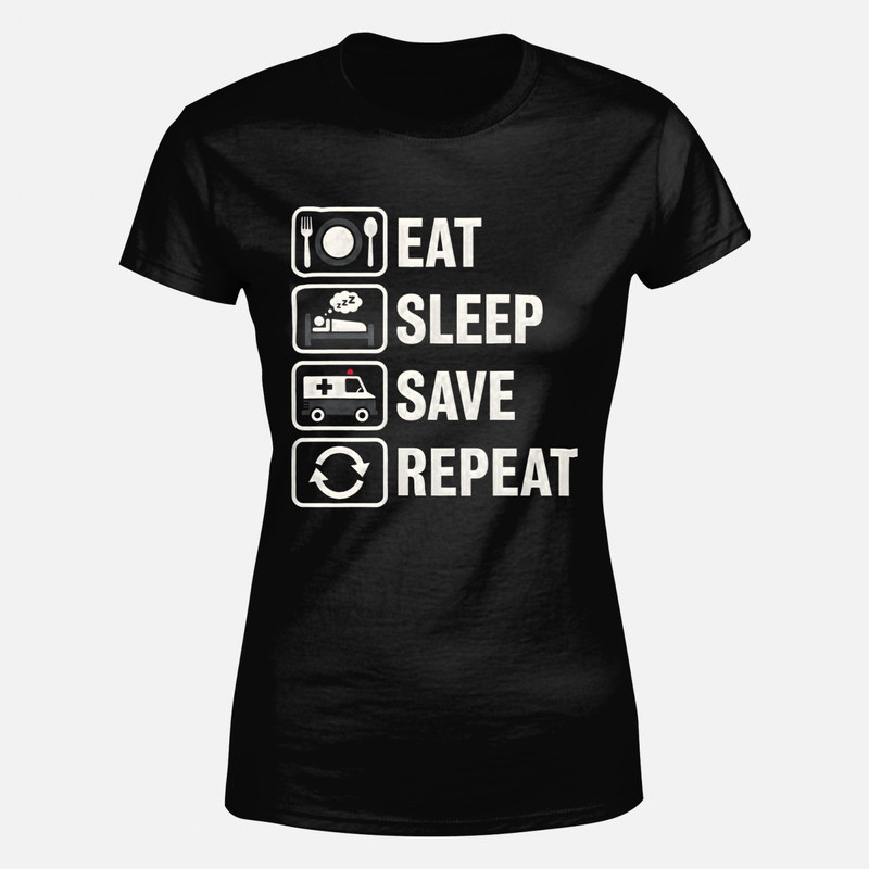 T-shirts: Eat Sleep Save Repeat Notfallsanit&auml;ter
