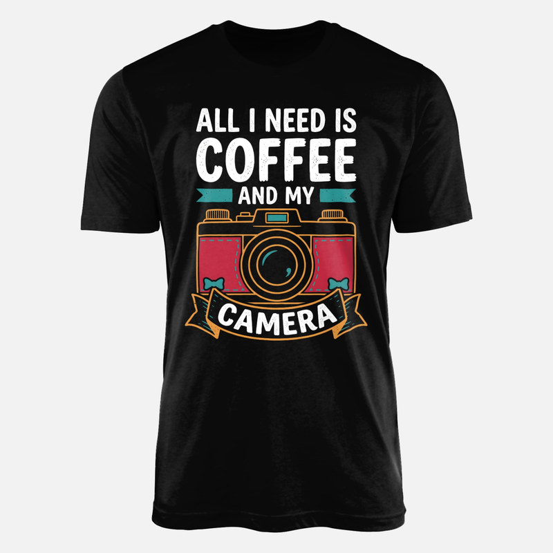 T-shirts: Kaffee und Vintage-Kamera Spruch
