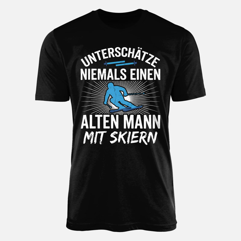 T-shirts: Alter Mann mit Skiern