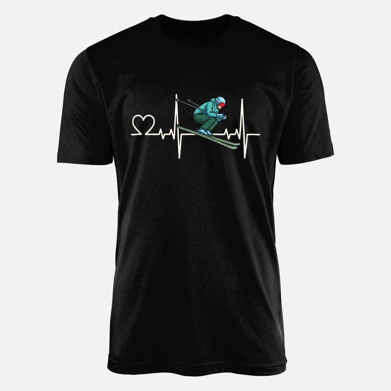 T-shirts: Skifahrer mit Herzschlag EKG