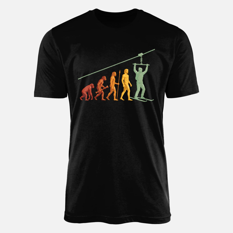 T-shirts: Evolution Skifahrer mit Skilift