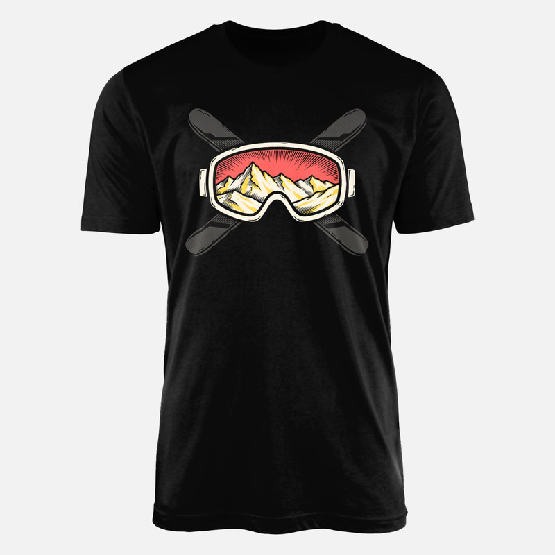 T-shirts: Skibrille mit Bergen und Skiern