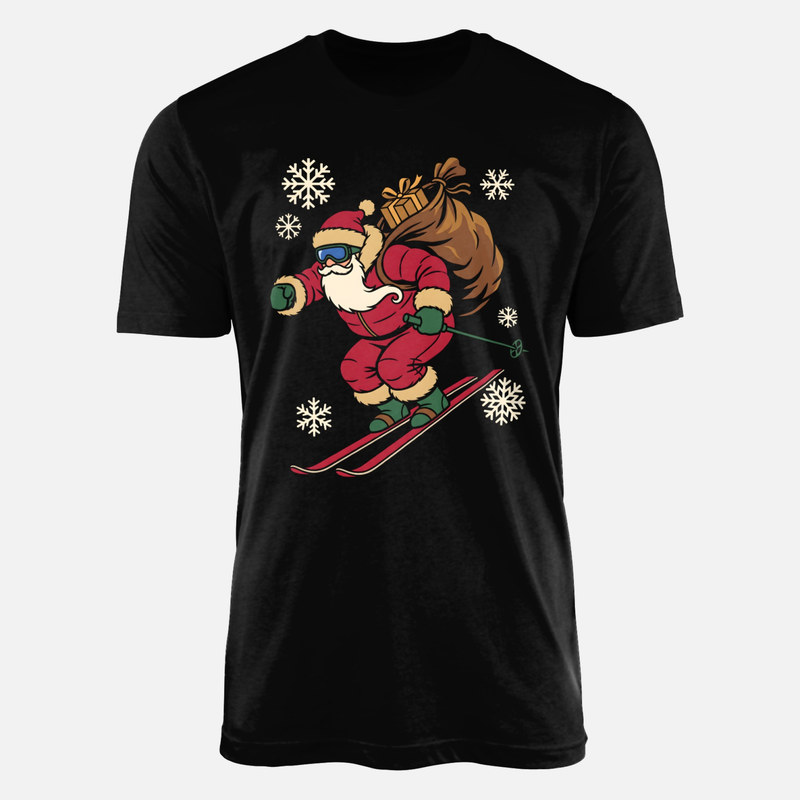 T-shirts: Skifahrender Weihnachtsmann mit Geschenken
