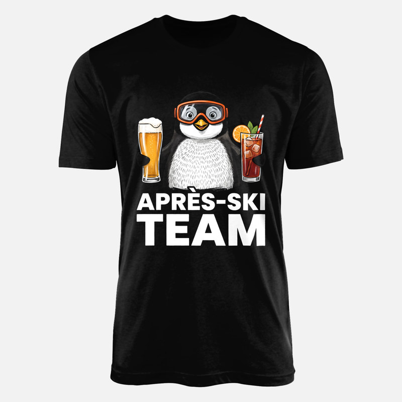 T-shirts: Apr&egrave;s-Ski Pinguin mit Drinks