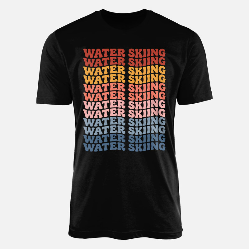 T-shirts: Wasserski Retro Schriftzug Gewellt