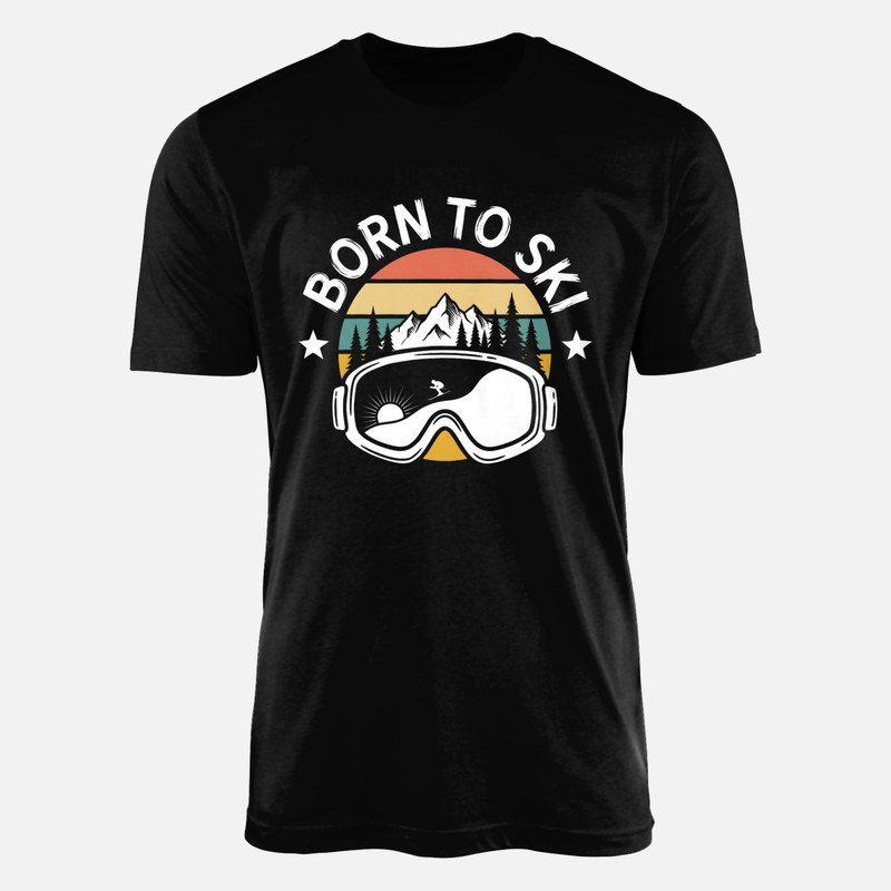 T-shirts: Skibrille Berge Born to Ski Retro
