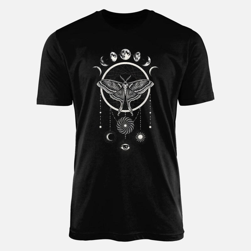 T-shirts: Mystische Motte mit Mondphasen