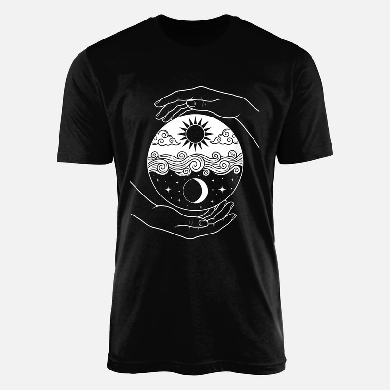 T-shirts: H&auml;nde mit Yin-Yang-Universum