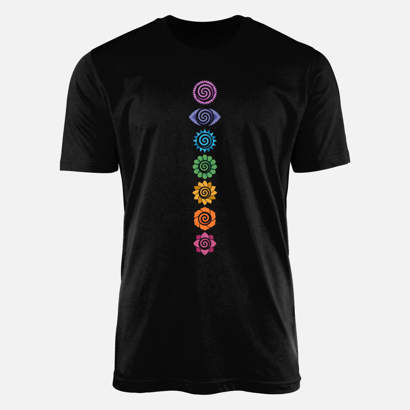 T-shirts: Sieben Chakren mit Spiralen