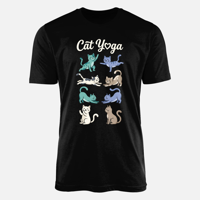T-shirts: Katzen-Yoga mit bunten Katzen