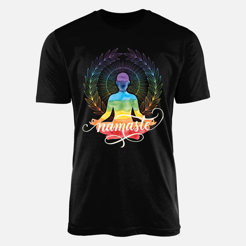 T-shirts: Namaste Lotus mit Chakra-Aquarell