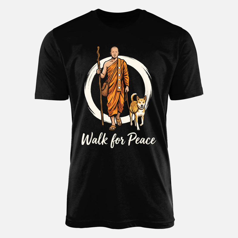 T-shirts: M&ouml;nch &amp; Hund Spaziergang f&uuml;r Frieden