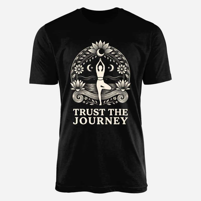 T-shirts: Yoga Baum mit Mond und Blumen