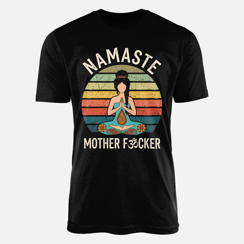 T-shirts: Sarkastisches Yoga mit Retro-Sonnenuntergang