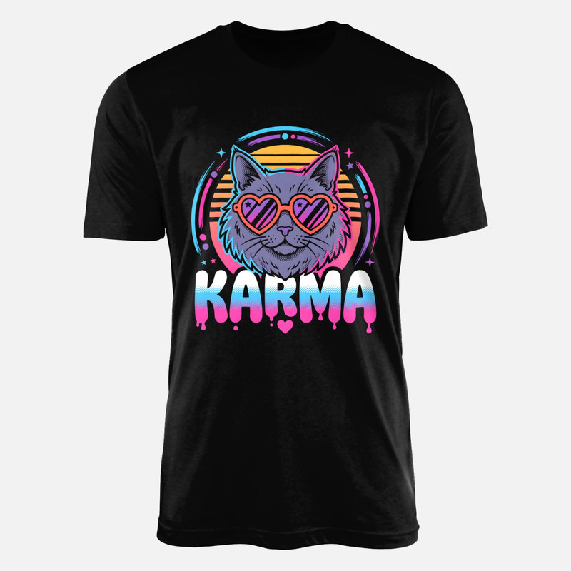 T-shirts: Retro Katze mit Herzbrille und Karma