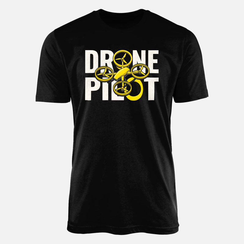 T-shirts: Drohnenpilot mit gelbem Quadrocopter