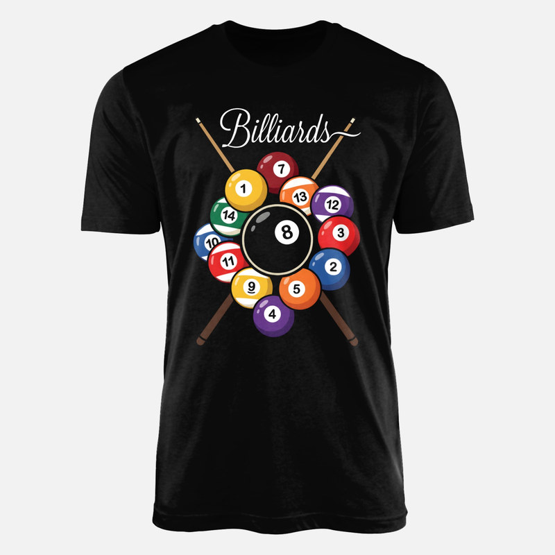 T-shirts: Billardkugeln mit gekreuzten Queues