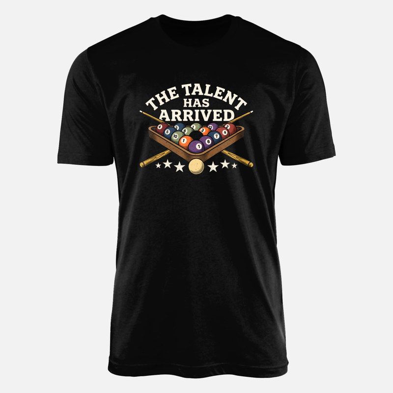 T-shirts: Billard Talent mit Queues und Dreieck