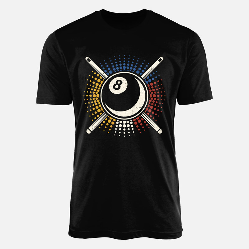 T-shirts: 8-Ball Billard mit gekreuzten Queues