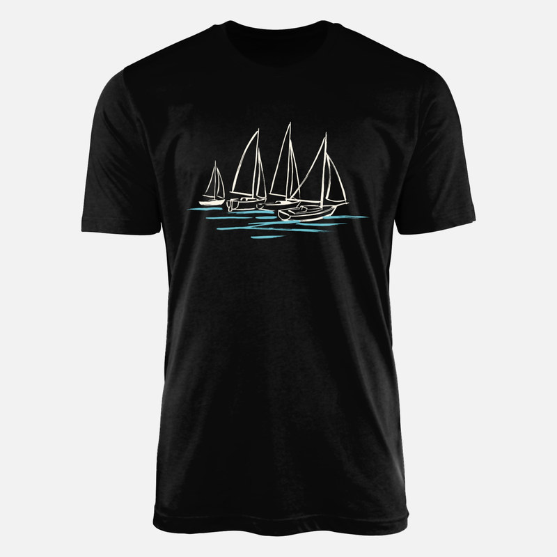 T-shirts: Segelboote auf Wellen im Pinselstrich