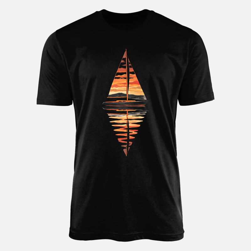 T-shirts: Segelboot im Sonnenuntergang mit Reflexion